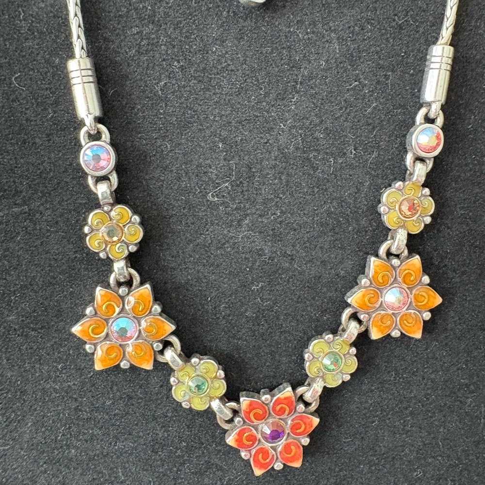 Brighton GARDEN OF EDEN Multicolor Floral Silver Necklace